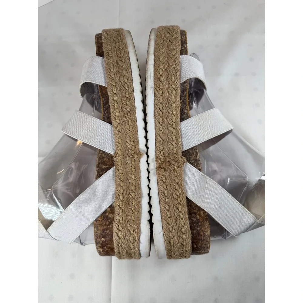 Steve Madden Bandi White Elastic Strap Espadrille Platform Sandals‎ Flatforms 10